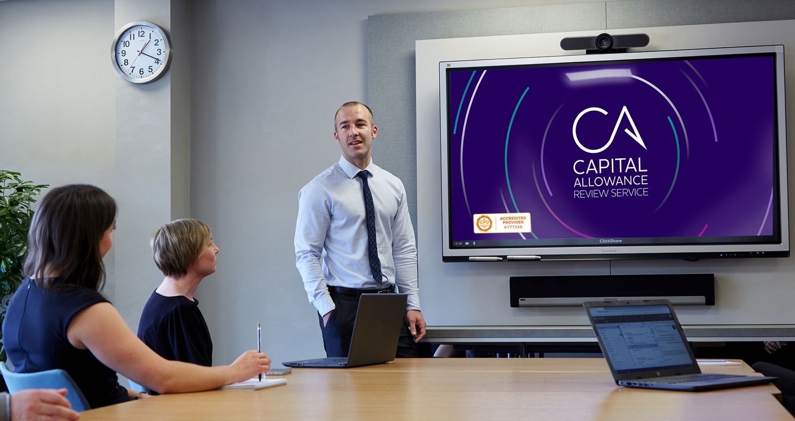 Capital Allowance Review Service brand identity applied across printed and digital materials.