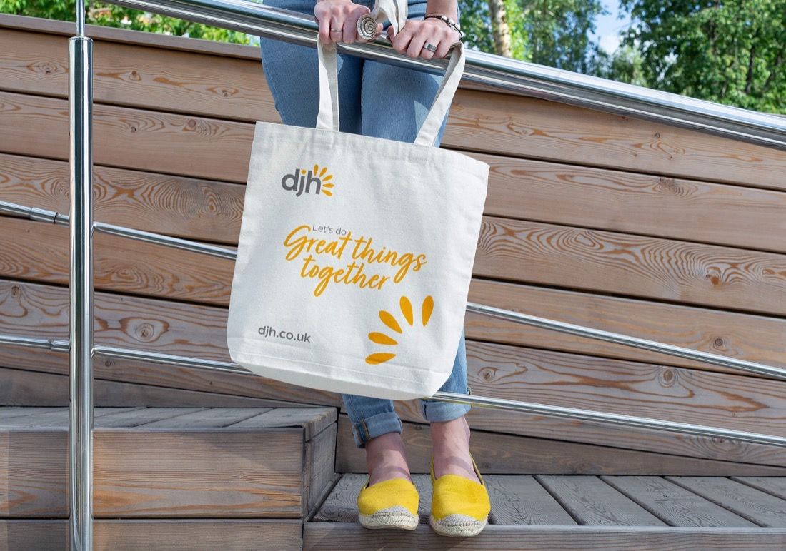 DJH branded canvas tote bag